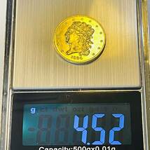 アメリカ 硬貨 古銭 自由の女神 1834年 ハクトウワシ 13の星 13の州 イーグル 矢 オリーブの枝 コイン 重4.52g 金貨 _画像5