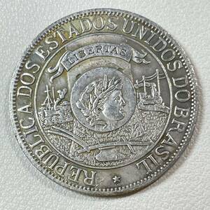 ブラジル 硬貨 古銭 ブラジル発見400周年記念 1900年 「ブラジルアメリカ合衆国共和国」銘 1000レイ 記念幣 コイン 重10.57g 