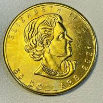 カナダ 硬貨 古銭 英連邦 2021年 エリザベス2世 メープル サトウカエデ 国章 記念幣 コイン 重10.40g_画像2