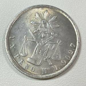 メキシコ 硬貨 古銭 1872年 正義の天秤 法律の巻物 ワシ サボテン コイン 重21.37g