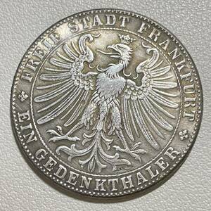 ドイツ 硬貨 古銭 フランクフルト 1863 年 フランクフルト公爵記念日 自由都市 レーマー川 王子会議 パレード ターラー コイン 重13.35g