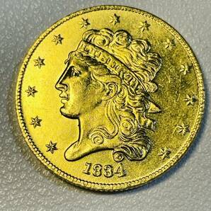 アメリカ 硬貨 古銭 自由の女神 1834年 ハクトウワシ 13の星 13の州 イーグル 矢 オリーブの枝 コイン 重4.55gの画像1