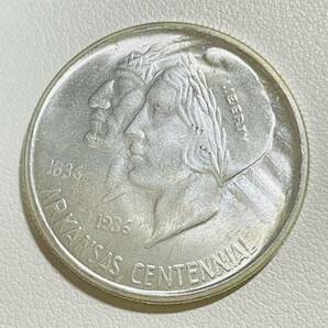 アメリカ 硬貨 古銭 テアーカンソー州 1936年 建国 100 周年記念 リバティ インディアン アーカンソー州旗 イーグル 勝利 コイン 重12.32gの画像2