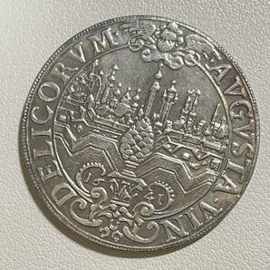 ドイツ 硬貨 古銭 アウグスブルク 1641年 フェルディナンド三世 自由都市 松ぼっくり バロック様式 天使 コイン 重23.08gの画像1
