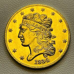 アメリカ 硬貨 古銭 自由の女神 1834年 ハクトウワシ 13の星 13の州 イーグル 矢 オリーブの枝 コイン 重4.59gの画像1