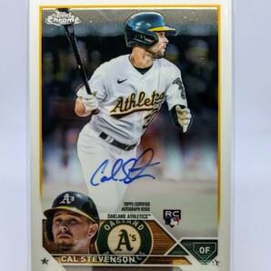 【1円スタート】Cal Stevenson RC - 2023 Topps Chrome Rookie Auto / Athletics Phillies Rookie カル・スティーブンソン 直筆サインの画像1