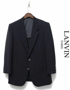 C381/LANVIN テーラードジャケット ブレザー モヘヤ ウール 背抜き 2つボタン サイドベンツ 48 M 光沢 濃紺 春夏秋