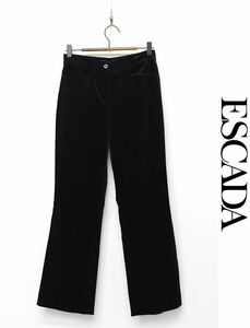 C365/ドイツ製 ESCADA ベロア フレアパンツ スラックス ストレッチ 34 M 黒