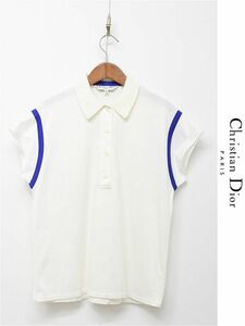 HGC-A334/Christian Dior 半袖ポロシャツ カットソー ブラウス ロゴ刺繍 S 白
