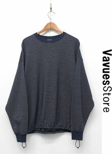 C379/VAVUES STORE 長袖Tシャツ ドローストリングボーダー ドローコード ドロップショルダー オーバーサイズ S 紺