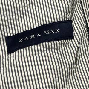 ZARA MAN ザラ マン【人気の大きいサイズ】サラッとしたシアサッカー生地 長袖シャツ シャツジャケット グレー XLサイズの画像7