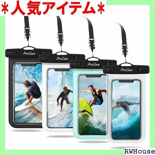 ProCase 4個セット防水ケース IPX8認定 携 12・11・XS・XR・8・Android －ブラック 103