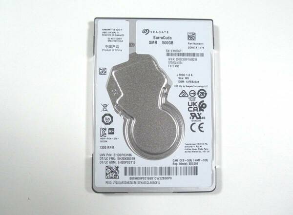 【即決・送料無料】Seagate 500GB ST500LM034 2.5インチ HDD 7mm SerialATA (ほぼ新品)【正常動作品】