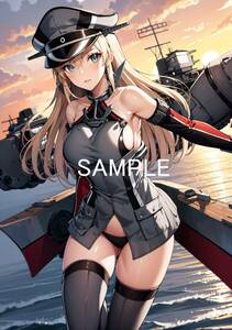 at.156 艦隊これくしょん 艦これ ビスマルク A4 ポスター アニメ コスプレ アートファン イラスト 同人 エロ 下着 尻 巨乳