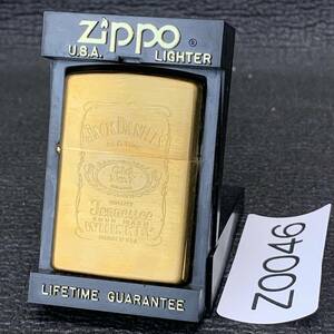 1000円スタート ZIPPO 未使用 Solid Brass JACK DANIEL'S ジャックダニエル ウイスキー 化粧箱有り オイルライター ジッポ 1996年製 Z0046