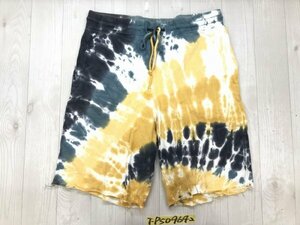 FOREVER 21 MEN フォーエバー メンズ タイダイ染め スウェット イージーハーフパンツ L オレンジブルー