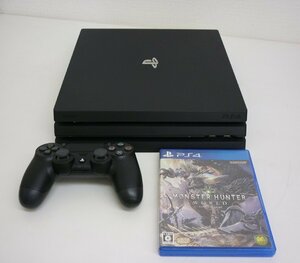 桐生店【中古品】k4-9 SONY PlayStation4 Pro cuh-7100b 初期化済み 箱付き コントローラー付き モンスターハンターワールド付き