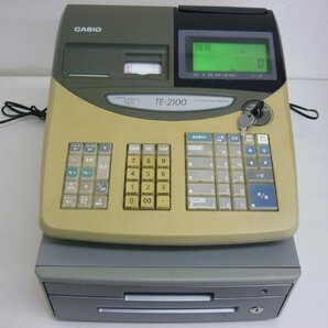 桐生店【中古品】k4-45 CASIO TE-2100 動作確認済 初期化済み 鍵付き カシオ レジ レジスタの画像1