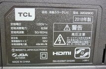 桐生店【直接引取 or 家財便 現状品】k4-19 TCL 32型 液晶テレビ 32D2900 2018年製 電源コード無し_画像3