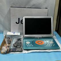 美品 Jekero ポータブル DVDプレーヤー 16.9型 液晶 14.1インチ 超大画面 270度回転 ダブルスピーカー 付属品多数あり 動作品 グリーン_画像1