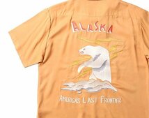 スーベニア半袖シャツ「ALASKA」◆HOUSTON オレンジXLサイズ 41072 ヒューストン 刺繍 アラスカ 白熊 刺繍 スカジャン風 ベトジャン風_画像4
