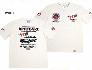 シャドウ半袖Tシャツ◆カミナリ ホワイトMサイズ 中排気量 KMT-238 エフ商会 efu 昭和 レトロ トヨタ レビン AE-86