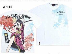 抜刀娘 凛の誘い半袖Tシャツ◆抜刀娘 ホワイトXXLサイズ 242122 和柄 和風 着物 花魁 舞妓