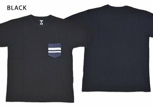 ジンバブエコットンデニムポケット半袖Tシャツ◆桃太郎ジーンズ ブラックLサイズ MHTS00034S MOMOTARO JEANS 日本製