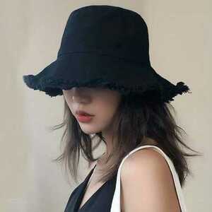 YWQ310【ブラック】ハット 帽子 レディース UVカット つば広 小顔効果 紫外線対策