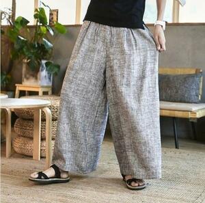 CHQ012#◆◆新品 ◆◆メンズ サルエルパンツ ワイドパンツ ストライプ ゆったり ハロンパンツ 袴パンツ カジュアル