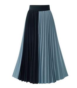 LGH244#2色新品 お洒落デザイン バイカラー プリーツ Aラインフレア ロングスカート