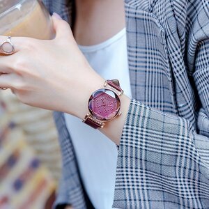 LDL137# for women wristwatch clock watch rhinestone stone use quartz accessory wrapping pink gold bracele.