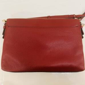 4-00324【美品 ケイトスペード ショルダーバッグ 赤】レザー レディース Kate spade ブランド マグネットフラップ 1円出品 1円スタートの画像3