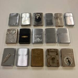 4-00361【ZIPPO ジッポ まとめ売り 16個】喫煙具 遺品整理 アンティーク コレクション 大量 着火確認済み 1円出品 1円スタートの画像1