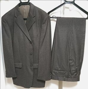 日本製 メンズ スーツ A7 180cm 3ボタン ブラウン 秋冬用