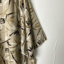 90s 古着 puritan シャツ 半袖 和柄 総柄 漢字 竹 レーヨン XL_画像8