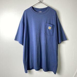 Carhartt カーハート 刺繍ロゴ Tシャツ ポケット サックスブルー L