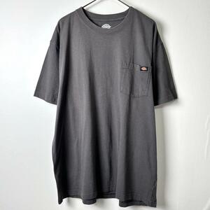 アメリカ古着 Dickies ロゴ ポケット Tシャツ フェード グレー XL