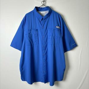 古着 コロンビア シャツ 半袖 PFG フィッシングシャツ ブルー 2XL