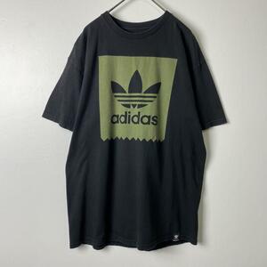 古着 adidas Tシャツ トレフォイル ビッグロゴ ブラック M