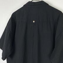 古着 90s キューバシャツ 半袖 開襟 刺繍 ライン 黒 ブラック L_画像9