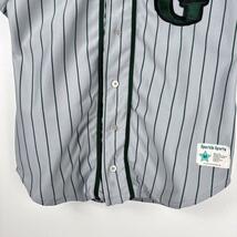 古着 90s USA製 ベースボールシャツ 半袖 ワッペン グレー グリーン M_画像3