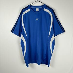 00s 古着 adidas ゲームシャツ サッカーシャツ Tシャツ ブルー XL