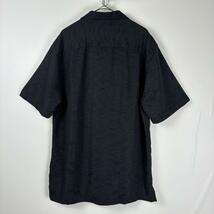古着 90s 開襟シャツ アロハシャツ 半袖 総柄 刺繍 レーヨン ブラック M_画像8