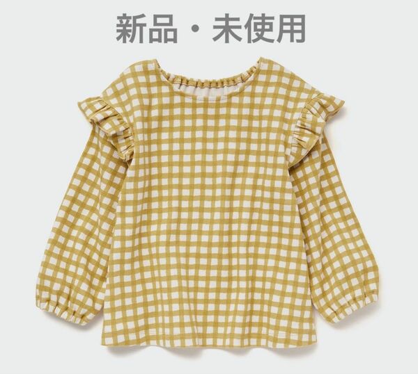 UNIQLO ユニクロ リブクルーネックT イエロー 80