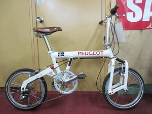 S5774 used shop front pickup yourself arrangement & payment . shipping possible PEUGEOT Peugeot Pacific foldable bicycle 18 -inch 8 step shifting gears white A-one Toyohashi head office 