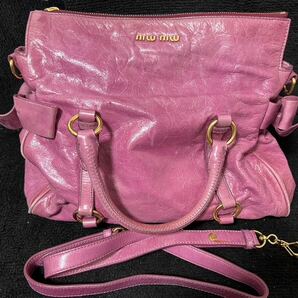 ◎ MIU MIU 2WAY ハンドバック ショルダーバック ロゴ レザー ハンドバック ミュウミュウの画像1