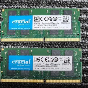 【動作確認済み】Crucial SODIMM DDR4 3200 16GB ×2