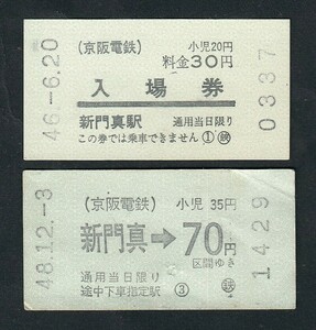  Showa era 46*48 year capital . electro- iron new . genuine station admission ticket * passenger ticket ( admission ticket is opening that day )