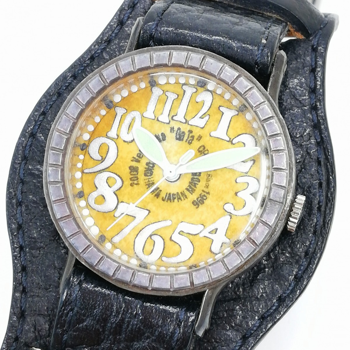 231 Reloj GaTa smith GaTa reloj de pulsera hecho a mano cuarzo analógico estilo antiguo artesanía esfera amarilla para hombre operación no confirmada, Analógico (tipo cuarzo), 3 manecillas (hora, minutos, segundos), otros